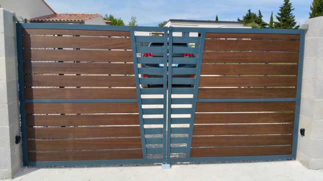 Portail battant fer et bambou